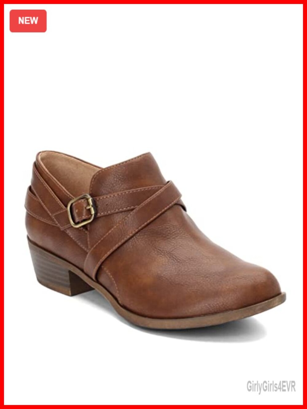 Faux Leather Ankle Bootie with Crisscross Straps and Block Heel